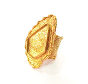 Raw Brass Ring Blank Bezel Settings Cabochon Base Mountings Adjustable Resin Blank  (26x17mm Blank) G8234
