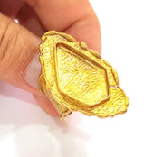 Raw Brass Ring Blank Bezel Settings Cabochon Base Mountings Adjustable Resin Blank  (26x17mm Blank) G8234