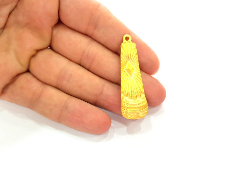 Gold Tribal Pendant Gold Plated Pendant (50x15mm) G8241