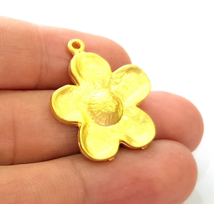 2 Flower Charms Gold Plated Charms (31x25mm) G8253