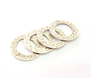 50 Silver Circle Pendant Charms Antique Silver Plated Charms (33mm) G8268