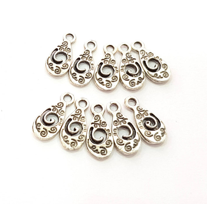 40 Silver Charms Antique Silver Plated Charms (15x6mm) G8538