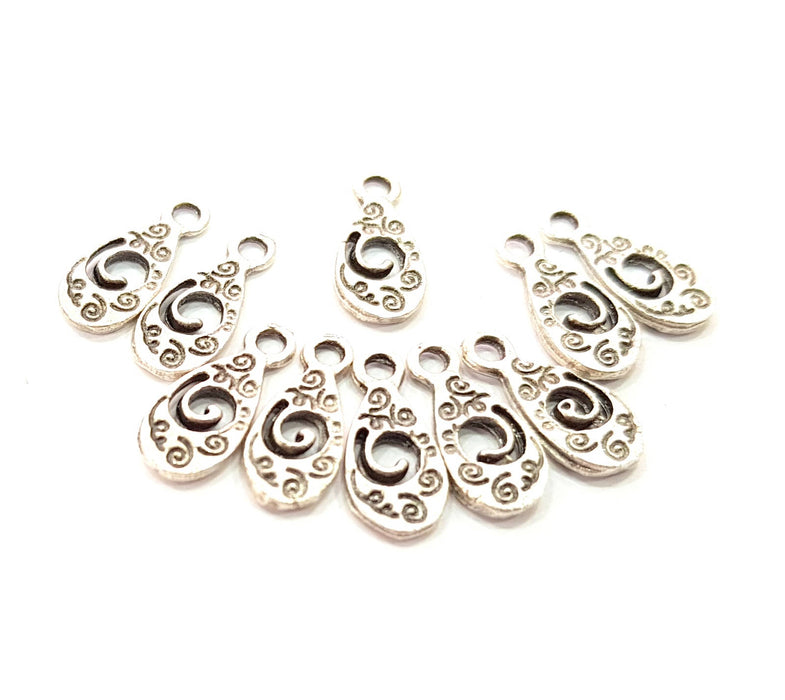 40 Silver Charms Antique Silver Plated Charms (15x6mm) G8538