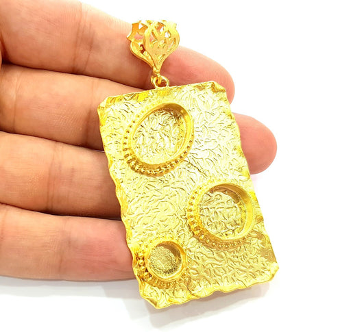 Gold Pendant Blank Base Setting Necklace Blank Resin Blank Mountings Gold Plated Brass ( 58x38mm blank ) G8540