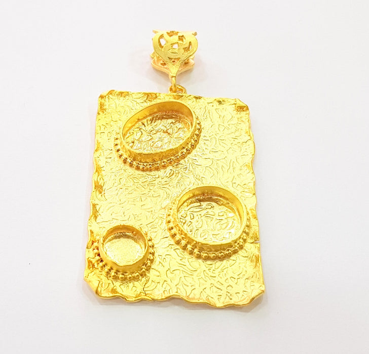 Gold Pendant Blank Base Setting Necklace Blank Resin Blank Mountings Gold Plated Brass ( 58x38mm blank ) G8540