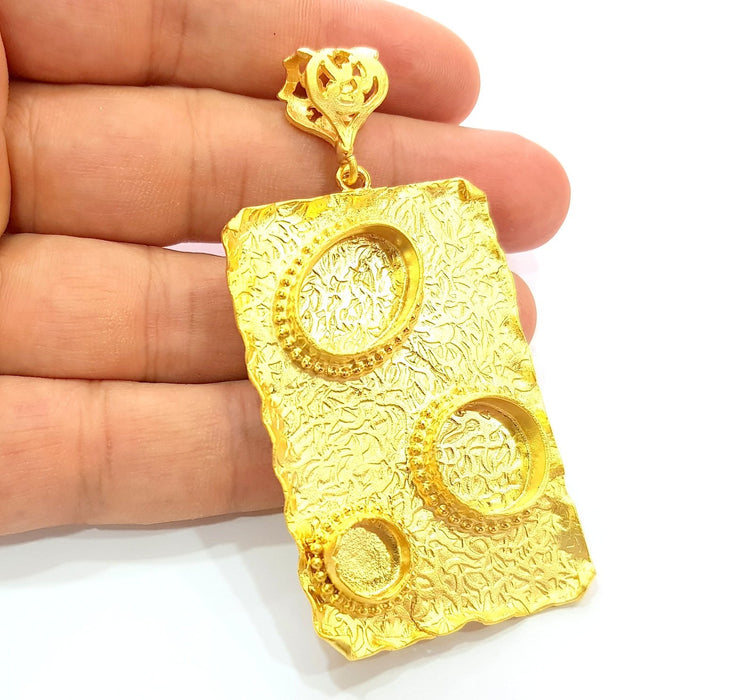 Gold Pendant Blank Base Setting Necklace Blank Resin Blank Mountings Gold Plated Brass ( 58x38mm blank ) G8540