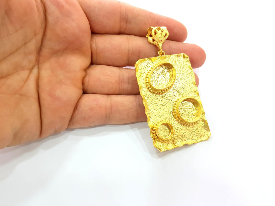 Gold Pendant Blank Base Setting Necklace Blank Resin Blank Mountings Gold Plated Brass ( 58x38mm blank ) G8540