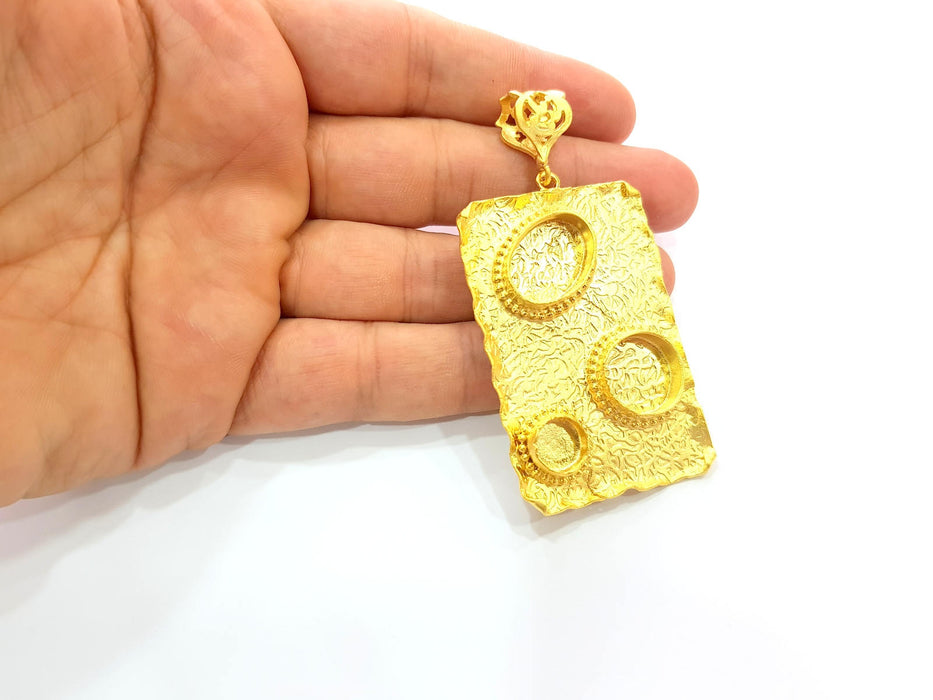 Gold Pendant Blank Base Setting Necklace Blank Resin Blank Mountings Gold Plated Brass ( 58x38mm blank ) G8540