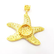 Gold Pendant Blank Base Setting Necklace Blank Resin Blank Mountings Gold Plated Brass ( 73x68mm blank ) G8541