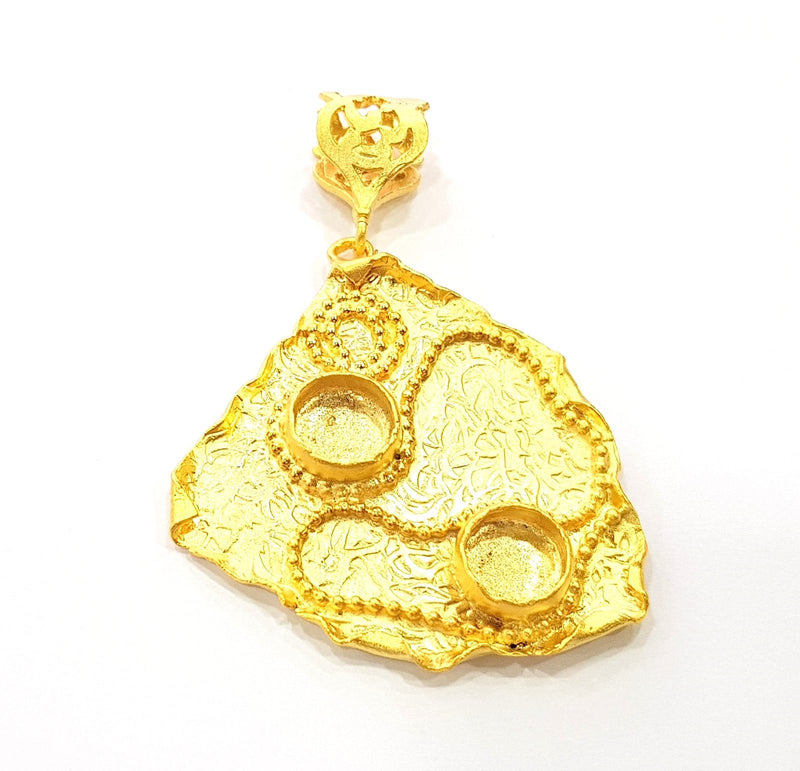 Gold Pendant Blank Base Setting Necklace Blank Resin Blank Mountings Gold Plated Brass ( 52x41mm blank ) G8542