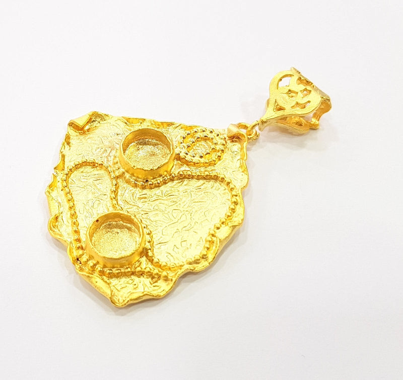 Gold Pendant Blank Base Setting Necklace Blank Resin Blank Mountings Gold Plated Brass ( 52x41mm blank ) G8542