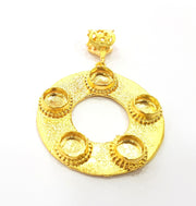 Gold Pendant Blank Base Setting Necklace Blank Resin Blank Mountings Gold Plated Brass ( 48mm blank ) G8543