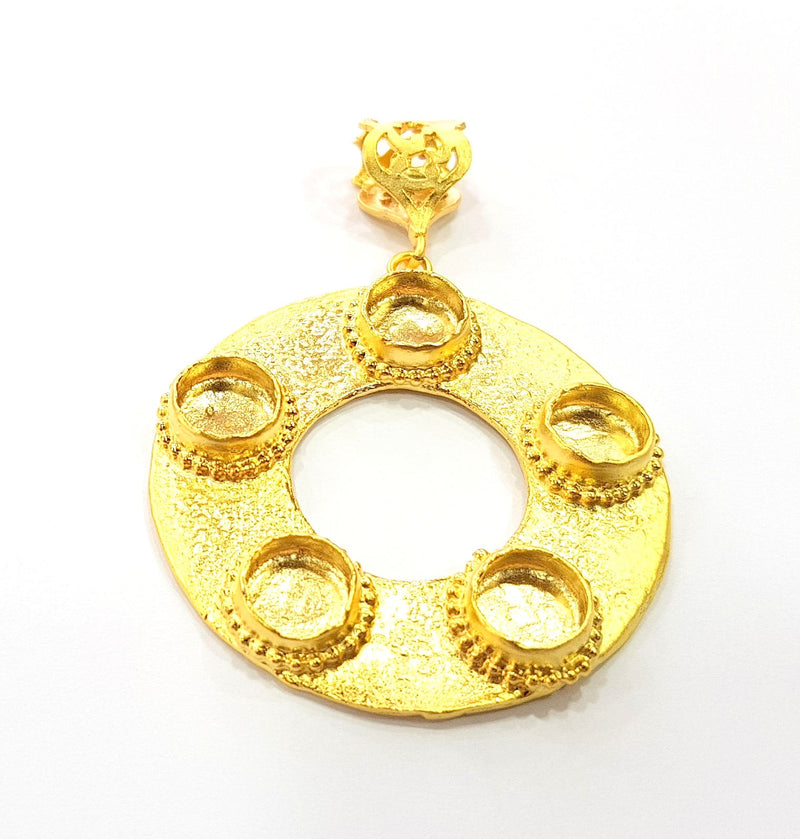 Gold Pendant Blank Base Setting Necklace Blank Resin Blank Mountings Gold Plated Brass ( 48mm blank ) G8543