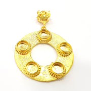 Gold Pendant Blank Base Setting Necklace Blank Resin Blank Mountings Gold Plated Brass ( 48mm blank ) G8543