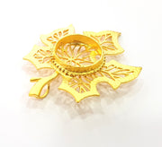 Gold Pendant Blank Base Setting Necklace Blank Resin Blank Mountings Gold Plated Brass ( 62x51mm blank ) G8545