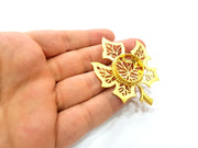 Gold Pendant Blank Base Setting Necklace Blank Resin Blank Mountings Gold Plated Brass ( 62x51mm blank ) G8545