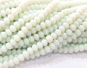 Glass Beads White Rondelle Faceted Glass Beads 70 Pcs (8x6 mm) 1 strand approx.  45 cm  ( approx. 17,5 inch) G8561
