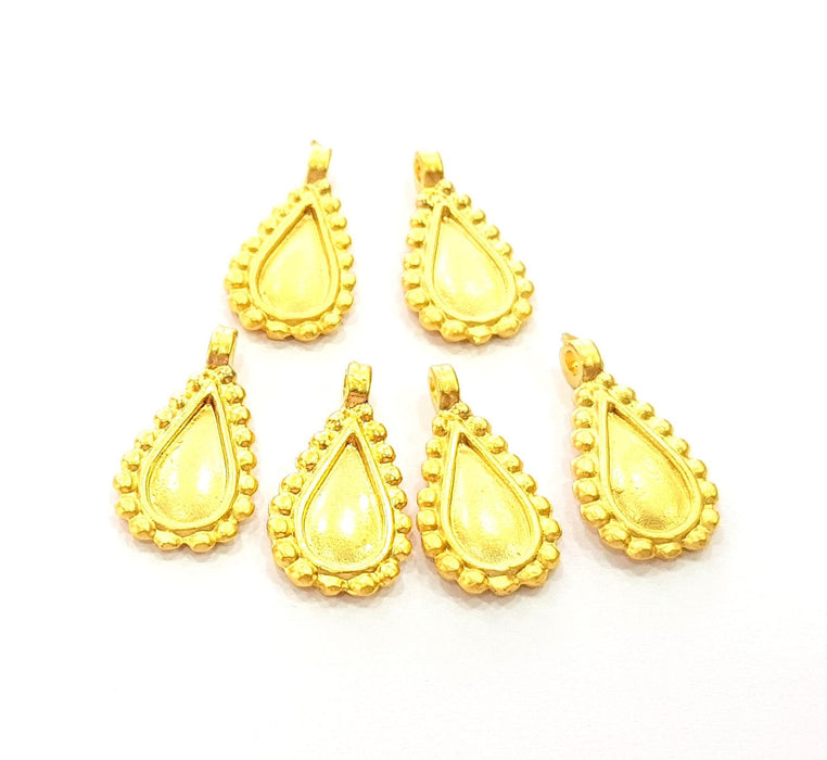 6 Gold Drop Charm Gold Plated Charms  (20x10mm)  G8566