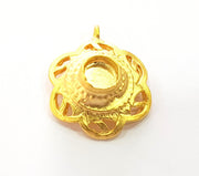 10 pcs Gold Pendant Blank Base Setting Necklace Blank Resin Blank Mountings Gold Plated Brass ( 29mm blank ) G8567