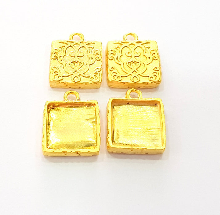 4 Gold Pendant Blank Base Setting Necklace Blank Resin Blank Mountings Gold Plated Blank ( 12mm blank ) G8570