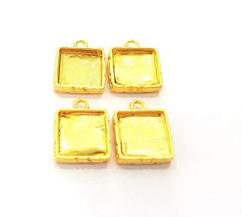 4 Gold Pendant Blank Base Setting Necklace Blank Resin Blank Mountings Gold Plated Blank ( 12mm blank ) G8570