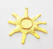 Gold Sun Pendant Blank Base Setting Necklace Blank Resin Blank Mountings Gold Plated Brass ( 20mm blank ) G8279
