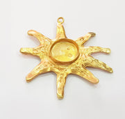Raw Brass Sun Pendant Blank Bezel Settings Base Blank Mountings Necklace Blank Cabochon Base Resin Blank (20mm blank) G8281