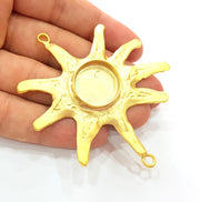 Gold Sun Pendant Blank Base Setting Necklace Blank Resin Blank Mountings Gold Plated Brass ( 20mm blank ) G8283