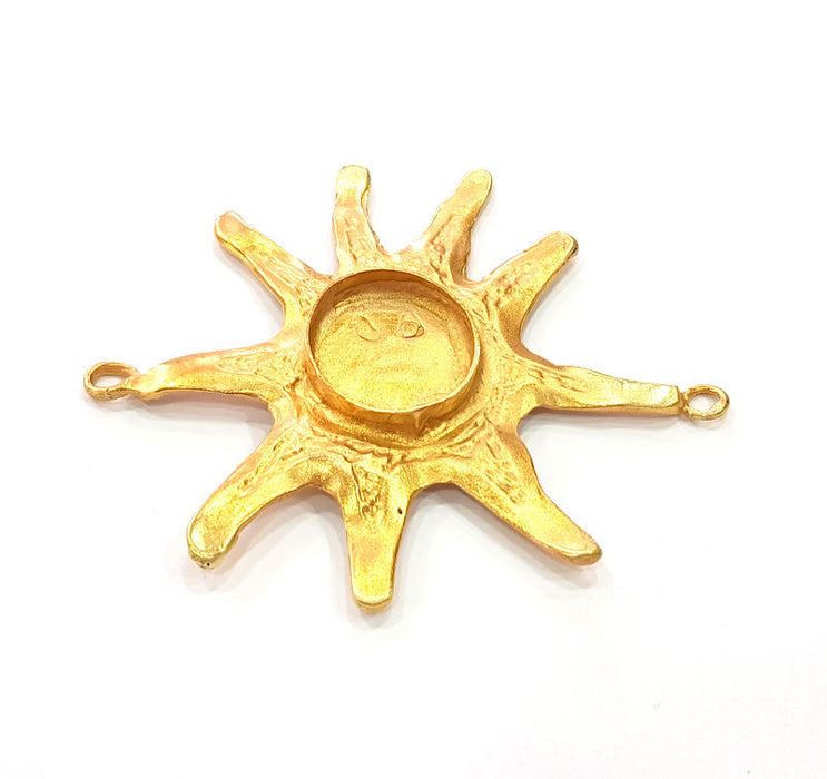 Raw Brass Sun Pendant Blank Bezel Settings Base Blank Mountings Necklace Blank Cabochon Base Resin Blank (20mm blank) G8284