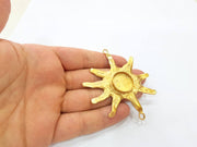 Raw Brass Sun Pendant Blank Bezel Settings Base Blank Mountings Necklace Blank Cabochon Base Resin Blank (20mm blank) G8284