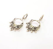 2  Antique Silver Plated Brass Charms 26x17 mm G8286