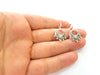 2  Antique Silver Plated Brass Charms 26x17 mm G8286