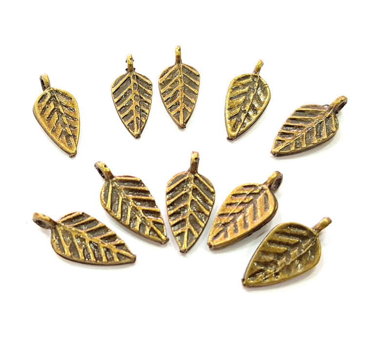 20 Leaf Charm Antique Bronze Charm (18x8mm) G8579