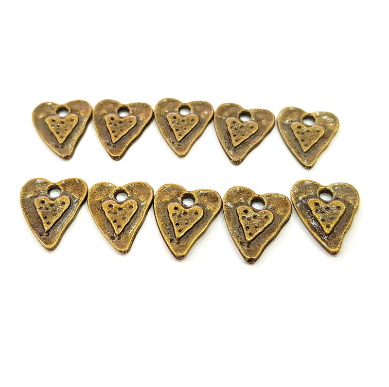 20 Heart Charm Antique Bronze Charm (14x11mm) G8590