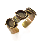 Hammered Bracelet Blanks Bangle Blanks Cuff Blanks Adjustable Bracelet Blank Antique Bronze Plated Brass (18x13mm Blanks) G8594