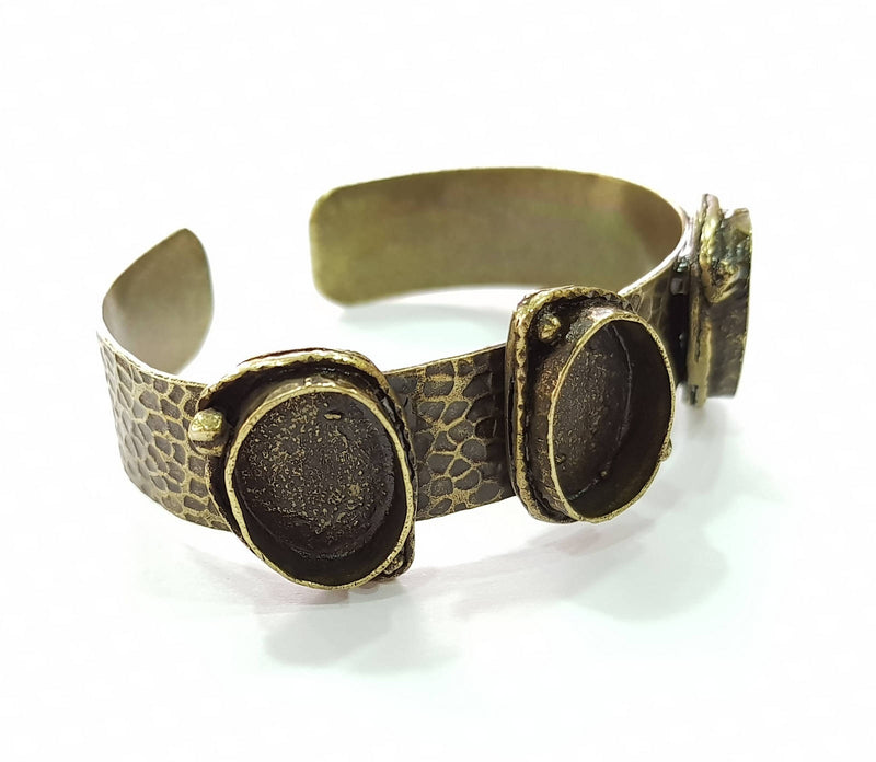 Hammered Bracelet Blanks Bangle Blanks Cuff Blanks Adjustable Bracelet Blank Antique Bronze Plated Brass (18x13mm Blanks) G8594
