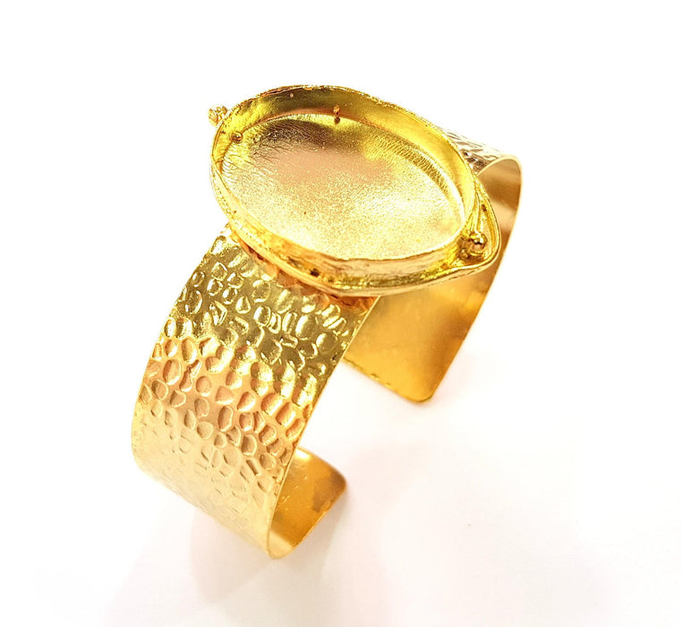 Gold Bangle Blanks Bracelet Blanks Hammered Cuff Blanks Adjustable Bracelet Blank Gold Plated Brass (30x22mm Blanks ) G8596