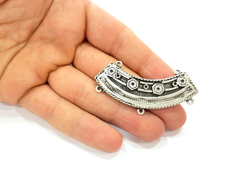 Silver Pendant Oxidized Silver Tribal Pendants Antique Silver Plated Pendants (62x22mm)  G6538
