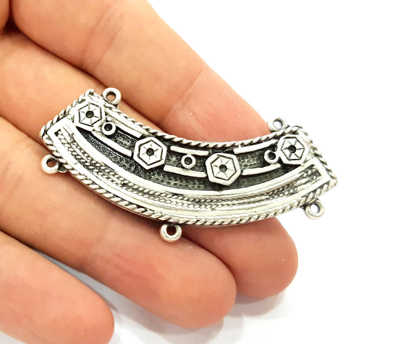 Silver Pendant Oxidized Silver Tribal Pendants Antique Silver Plated Pendants (62x22mm)  G6538