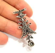 Silver Pendant Blank Bezel Base Setting Necklace Blank Mountings Antique Silver Plated Brass (48x21 mm ) G8602