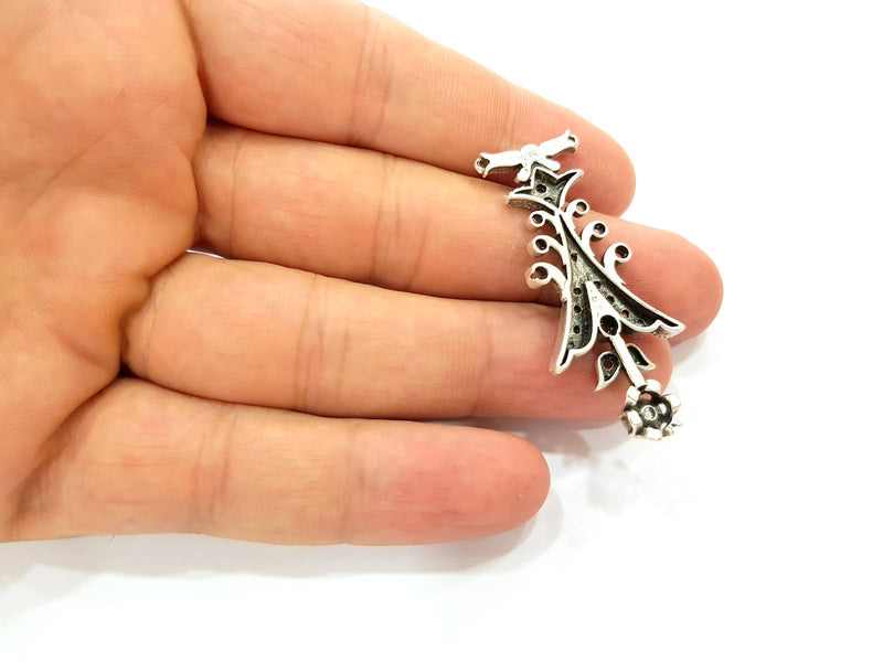 Silver Pendant Blank Bezel Base Setting Necklace Blank Mountings Antique Silver Plated Brass (48x21 mm ) G8602
