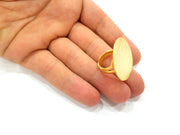 Gold Ring Blank Ring Settings Ring Bezel Base Cabochon Mountings Adjustable  (30mm blank ) Gold Plated Brass G8608
