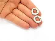 8 Hammered Circle Silver Charms Antique Silver Plated Charms (19mm) G9097