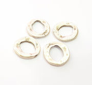 30 Hammered Circle Silver Charms Antique Silver Plated Charms (19mm) G9097