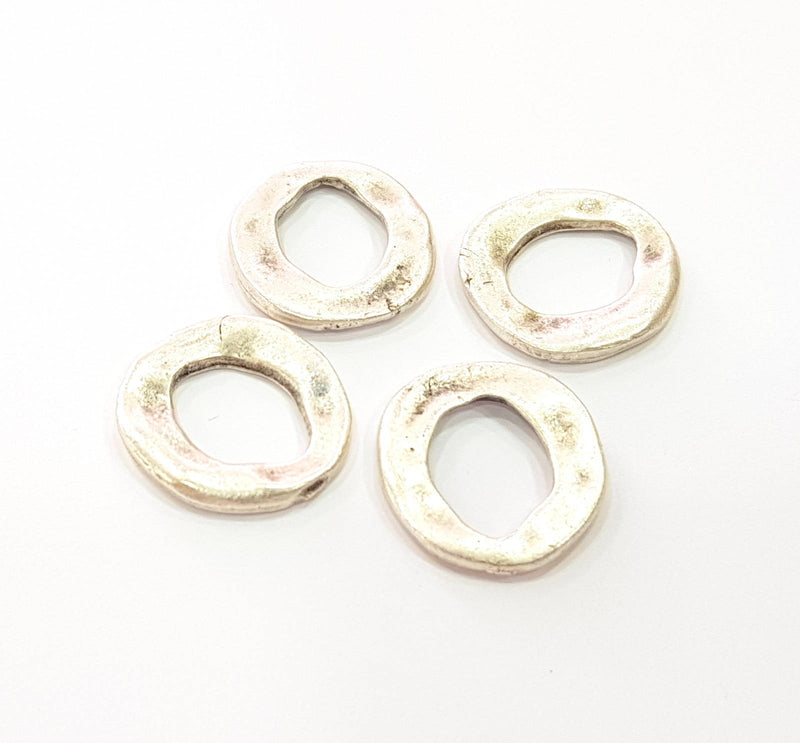30 Hammered Circle Silver Charms Antique Silver Plated Charms (19mm) G9097