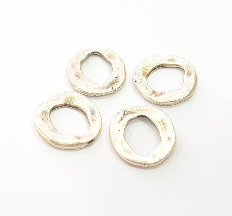 8 Hammered Circle Silver Charms Antique Silver Plated Charms (19mm) G9097