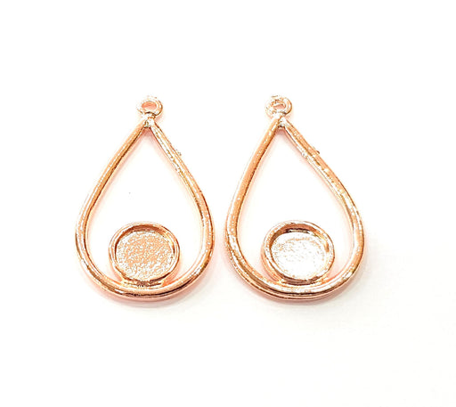 2 Rose Gold Charms Blank Rose Gold Plated Charms (32x18 mm)  G8625