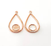 2 Rose Gold Charms Blank Rose Gold Plated Charms (32x18 mm)  G8625
