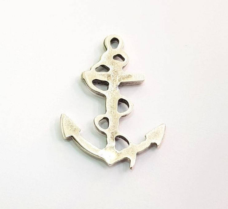 2 Anchor Pendant Antique Silver Plated Pendants (47x31mm)  G8639