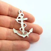 2 Anchor Pendant Antique Silver Plated Pendants (47x31mm)  G8639
